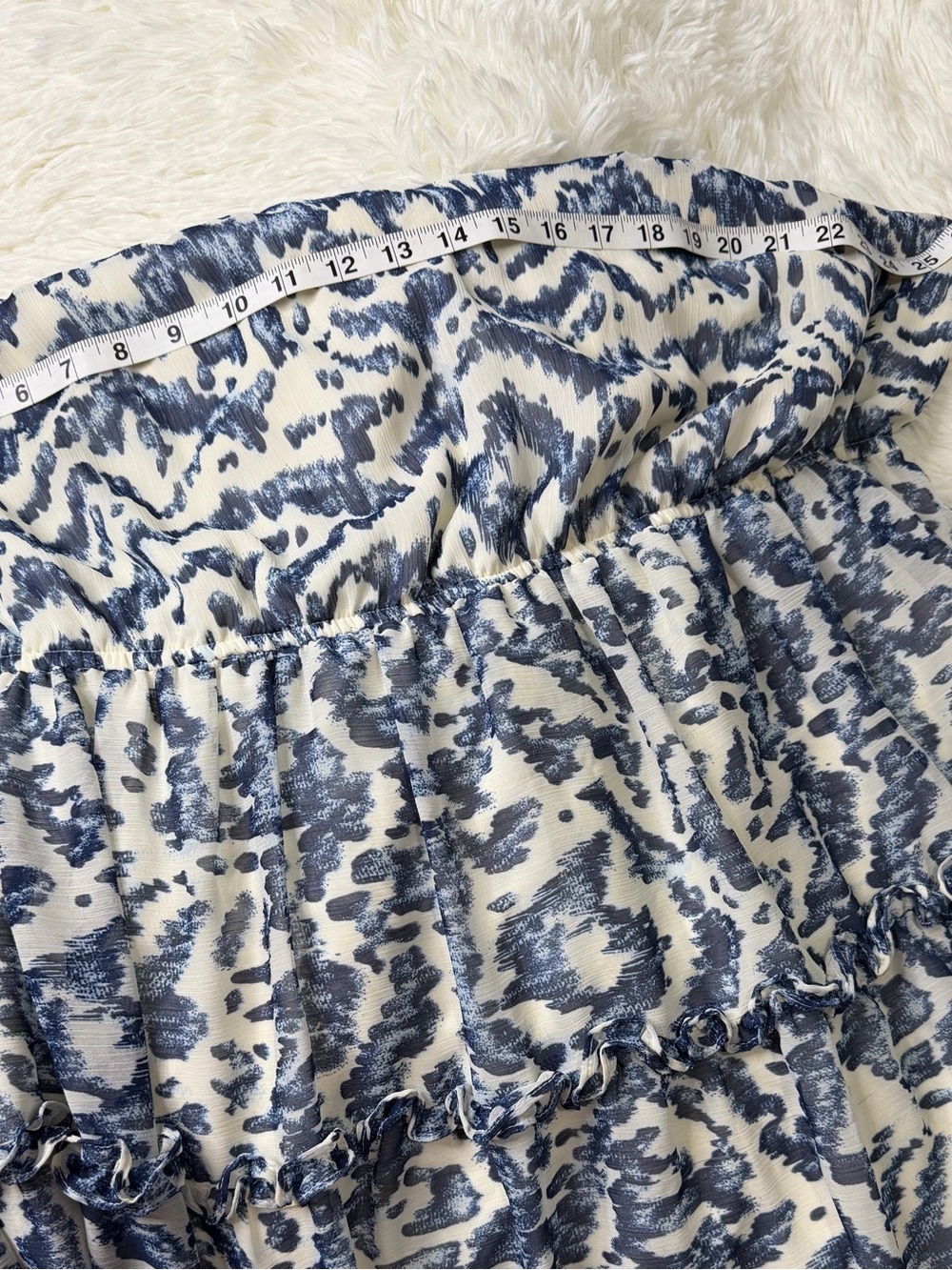 ELOQUII Elements Sleeveless Ruffle Trimmed ANIMAL IKAT BLUE Size 18 - Picture 13 of 13